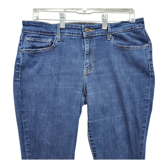 Levis 715 Bootcut Jeans Women 33x29 Dark Wash Stretch Denim Flare Mid Rise Big E - Picture 4 of 12